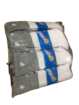 Agrandir l'image de 12 Pcs chaussettes de sport 2 tons, gris et blanc, taille standard Image de 12 Pcs chaussettes de sport 2 tons, gris et blanc, taille standard