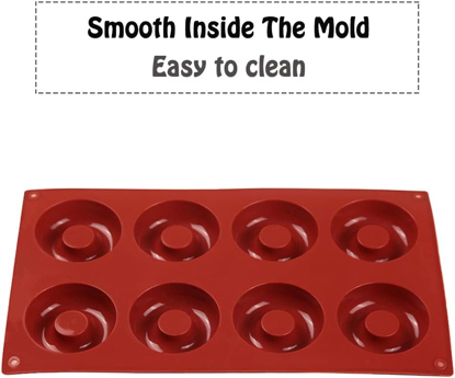 Image de Moule à Donut en Silicone, 8 Trous Silicone Plateau Gâteau Bâton Mould Gâteau au Chocolat Pudding Gelée Muffin Plateaux pour Cuisine Cuisson Décoration, Antiadhésif