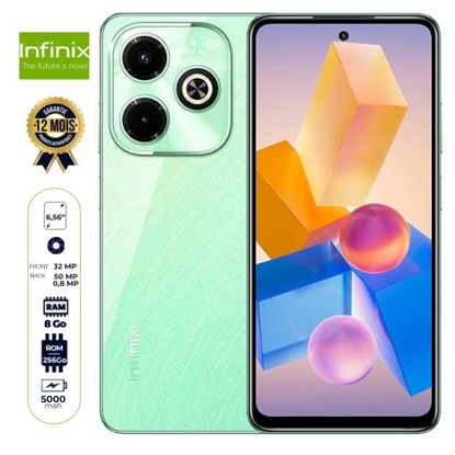 Agrandir l'image de Infinix Hot 40i- 256Go - 8Go RAM - 6.56" - 50MP/32MP - Dual Nano Sim - 5000mAh - Garantie 12 mois Image de Infinix Hot 40i- 256Go - 8Go RAM - 6.56" - 50MP/32MP - Dual Nano Sim - 5000mAh - Garantie 12 mois