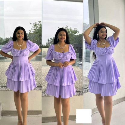 Agrandir l'image de Robe d'été deux étages plissées , manche légèrement bouffante Image de Robe d'été deux étages plissées , manche légèrement bouffante