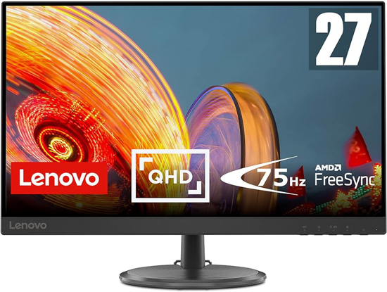 Image sur Moniteur Lenovo 27″ Résolution de 2560 x 1440 ,75HZ, Port : HDMI et VGA