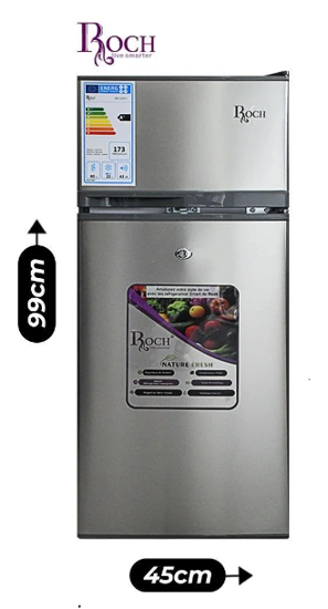 Réfrigérateur double porte - Roch - RFR-125DT- 102 Litres - Gris - Garantie 6 mois