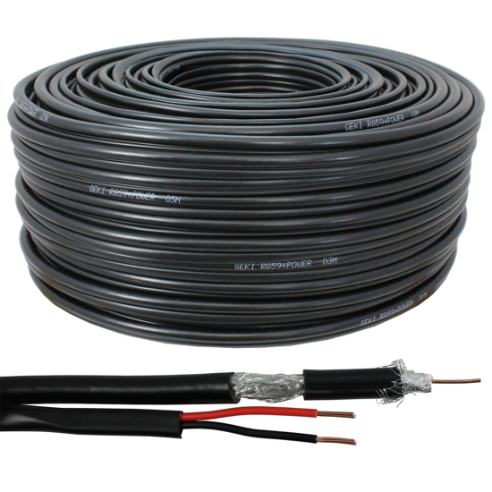 Image sur Cable Coaxial RG59 avec cable alimentation Camera noir 100 m