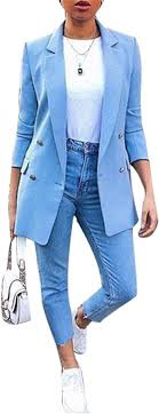 Agrandir l'image de Veste blazer décontractée pour femme 04 boutons, avec fausses poches Image de Veste blazer décontractée pour femme 04 boutons, avec fausses poches