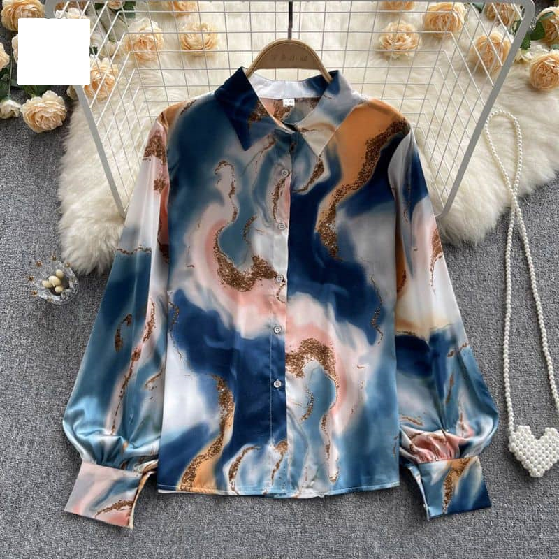 Chemisier Femme Chemise à Manches Longues Ouleur Unie Mousseline