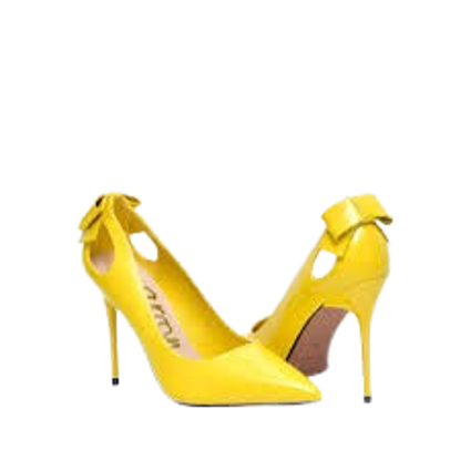 Image de Escarpins à talon haut plus de 10 cm , en cuir brillant avec un noeud à derrière de la chaussure