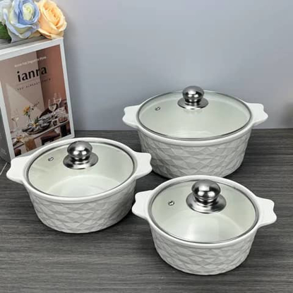 Image de Ensemble de casserole en céramique 3pcs / plats de service  jeu d'assiettes - copié