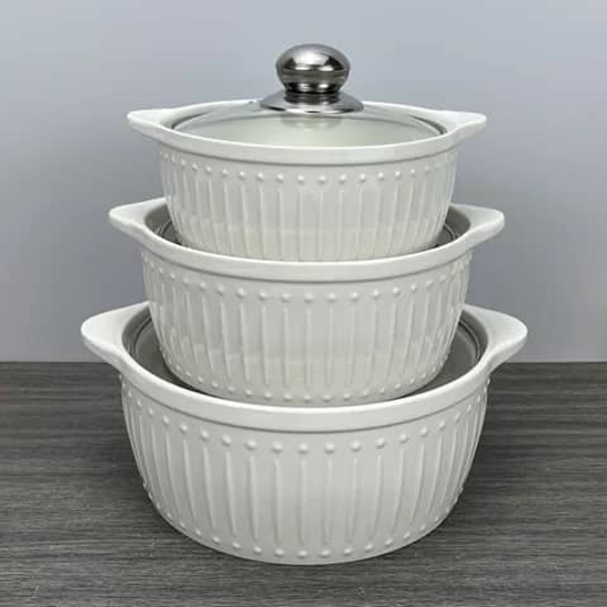 Image sur Ensemble de casserole en céramique 3pcs / plats de service  jeu d'assiettes