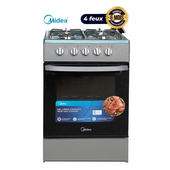 Cuisinière à gaz Midea MD-508 - 4 feux - 50 x 55 - Gris - 06 Mois