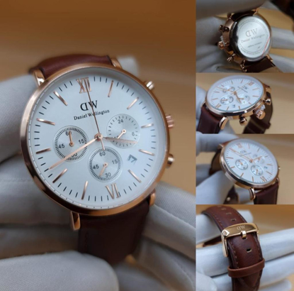 Image de Montre avec bracelet en cuir de très bonne qualité, dans une boîte , Daniel Wellington, Produit générique