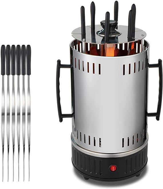Grill électrique Vertical Sans Fumée - 1200W, Rotation 360°, 8 Broches, Pour Intérieur, Voyage, Camping - 4
