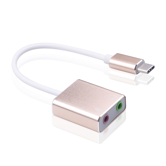 Image sur Carte son externe USB Type-C vers Jack 7.1 canaux 3,5 mm casque stéréo adaptateur pour de cartes audio - Or