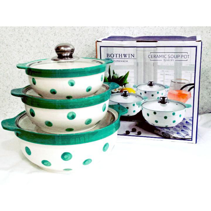 Image de Ensemble de casserole en céramique 3pcs / plats de service  jeu d'assiettes