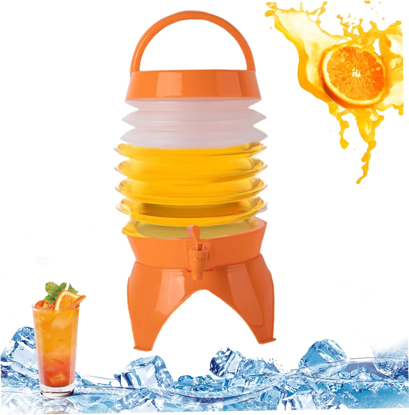 Agrandir l'image de Distributeur de boissons de 5,5 L, distributeur de jus de limonade avec robinet pour fête en plein air, portable, pliable, conteneurs transparents (0RANGE) Image de Distributeur de boissons de 5,5 L, distributeur de jus de limonade avec robinet pour fête en plein air, portable, pliable, conteneurs transparents (0RANGE)
