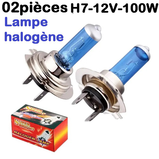 Ampoule halogène H7 12V 100W pour phare de voiture.