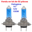 Ampoules de phares de voiture H7 12V 100W lumière ultra blanche.