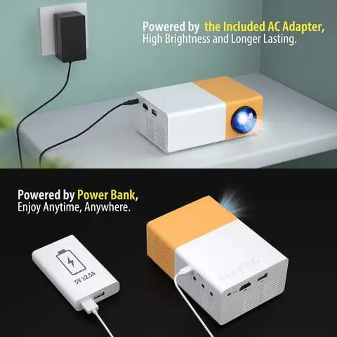 Mini projecteur, multiple input interface, Rechargeable avec POWER BANK
