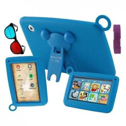 Image de Tablette Éducative Pour Enfant - 16 Go HDD - 1 Go RAM + Pochette + Protege ecran + applications (Maternelle, SIL, CP, CE1, CE2, CM1, CM2, Class1 à Class6) - Bleu
