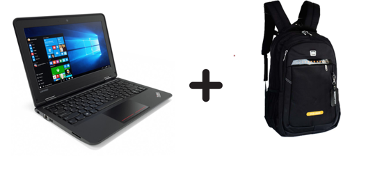 Image sur Laptop Lenovo Thinkpad 11e - Quad Core - 13 Pouces - 128GB SSD/4GB DE RAM - 1.80 Ghz - Occasion + SAC à dos avec chargeur USB