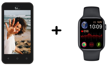 Image de Smartphone RIO 3G - 8Go/512Mo RAM - 2MP - 1550mAh - 4" - 3G - Dual Sim + 15Go (5Go par mois pendant 3 mois)  +Montre Intelligente Connectée Bluetooth