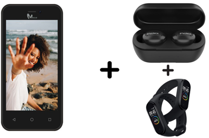 Image de Smartphone RIO 3G - 8Go/512Mo RAM - 2MP - 1550mAh - 4" - 3G - Dual Sim + 15Go (5Go par mois pendant 3 mois) + Ecouteurs bluetooth + Montre connectée