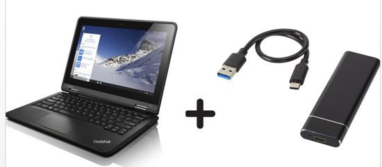 Image sur Lenovo 11e- core i3 -7eme gen -128 SSd/4 Go+Disque SSD M.2 4To USB C