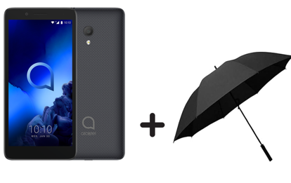 Image de Smartphone  Alcatel 1C 5003 U - 16Go ROM + 1Go RAM - 5 Mpxl -  5" Écran Full View 18:9 - Dual SIM - Android™ 8.1 Oreo™ (édition Go) - NOIR + un parapluie - 3 mois e garantie