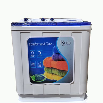 Agrandir l'image de Machine à laver semi-automatique à double cuve  - Roch RWM 910TT-J(W) - 9 kg - Blanc/bleu Image de Machine à laver semi-automatique à double cuve  - Roch RWM 910TT-J(W) - 9 kg - Blanc/bleu