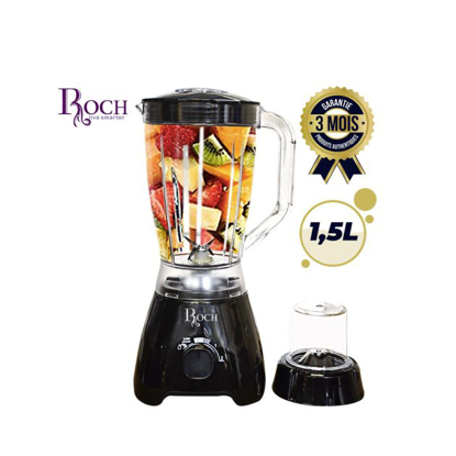 Image de Blender 2 en 1 - Roch - 1.5 L - Avec verrouillage de sécurité - RBL-125-C - 350Watts - Bol de broyage en plastique - 2 vitesses  - Noir - Garantie 3 Moi