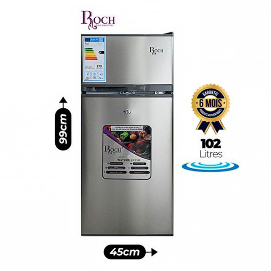 Image sur Réfrigérateur double porte Roch RFR‑125DT‑W – 100 L – Classe A+ – R600a – Éclairage LED – Frigo 80 L - Congélateur 20 L – Garantie 6 mois