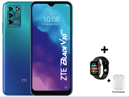Image de ZTE Blade V30 Vita - 6.82 pouces - 128Go / 4Go Ram - 48MP+5MP+2MP/8MP - 5000mAh + Montre connecté et earpods