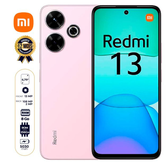 Image sur Xiaomi redmi 13 - 256GB ROM - 8GB RAM - 2SIM - 108+2MP - 5030mAh - Garantie 12 Mois + Montre connectee bluetooth avec 7 bracelets