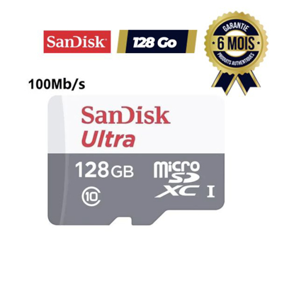 Agrandir l'image de Carte mémoire SanDisk Ultra 128Go MICRO SD SDX Image de Carte mémoire SanDisk Ultra 128Go MICRO SD SDX