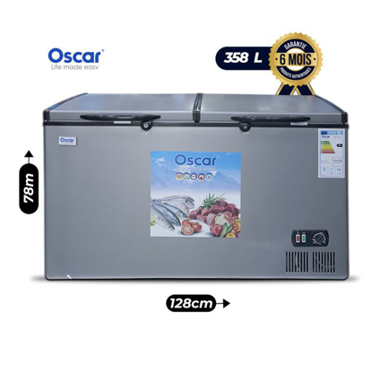 Agrandir l'image de Congélateur double battants - OSCAR - 358 litres - OSC 520 - Argent - Garantie 06 mois Image de Congélateur double battants - OSCAR - 358 litres - OSC 520 - Argent - Garantie 06 mois