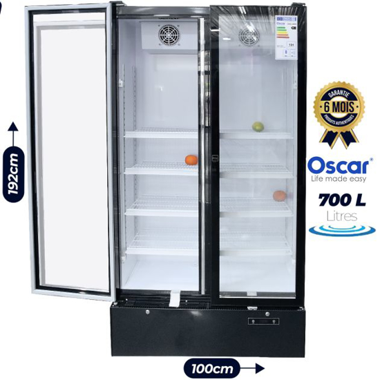 Image sur Réfrigérateur Vitrine - Oscar - Double porte - OSC-V800 - 700 litres - Noir - Garantie 6 mois