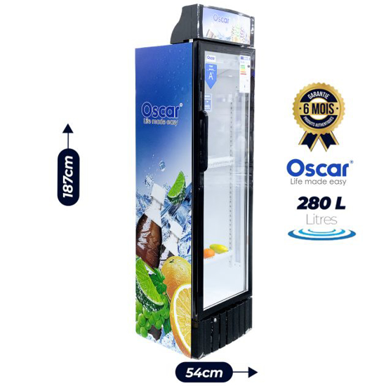 Image sur Réfrigérateur Vitrine - Oscar - Une Porte - OSC-400 - 280 Litres - Noir - Garantie 6 Mois