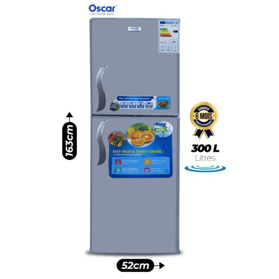 Image sur Réfrigérateur double battant - OSCAR - 300 Litres - OSC-300SS - Classe climatique ST/T - Gris