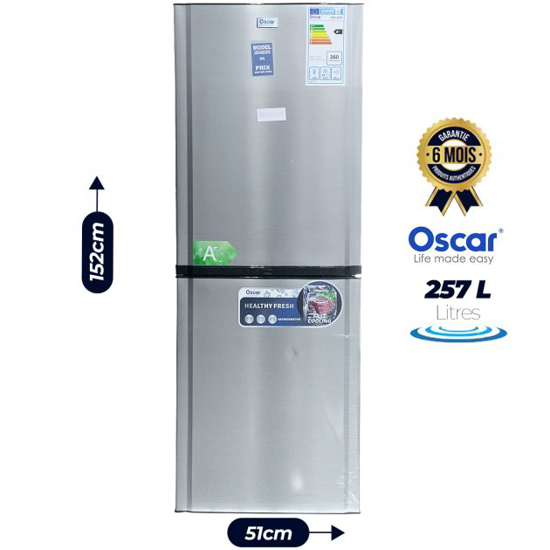 Image sur Réfrigérateur combiné - OSCAR - 257 Litres - OSC-257R - Noir-Inox - Garantie 6 mois