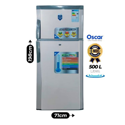 Agrandir l'image de Réfrigérateur Double Battant - OSCAR - 500Litres - OSC-R500S - Refroidissement rapide - Gris - Garantie 6 Mois Image de Réfrigérateur Double Battant - OSCAR - 500Litres - OSC-R500S - Refroidissement rapide - Gris - Garantie 6 Mois