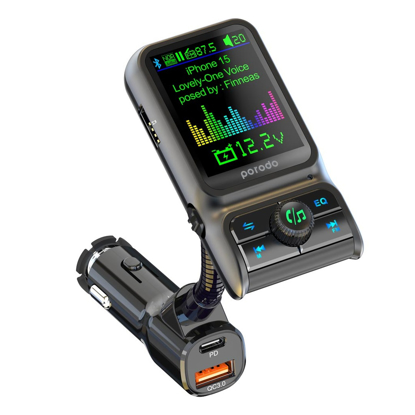 Agrandir l'image de Chargeur de voiture à double port Porodo avec émetteur FM PD 36W QC 18W - Noir - 3 mois de garantie Image de Chargeur de voiture à double port Porodo avec émetteur FM PD 36W QC 18W - Noir - 3 mois de garantie