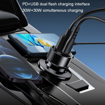 Image sur Chargeur de voiture ultra rapide Yesido Y55 QC3.0+PD 60 W avec câble Type-C vers Type-C – Noir - 3 mois de garantie