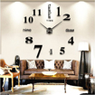 Image sur Horloge Murale 3D - Autocollant - Grand Chiffre - Noir