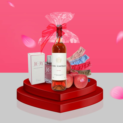 Agrandir l'image de Pack Séduction Saint Valentin ( Vin rosé , Parfum, Lot de 06 string , Filet de 03 pommes de France) Image de Pack Séduction Saint Valentin ( Vin rosé , Parfum, Lot de 06 string , Filet de 03 pommes de France)