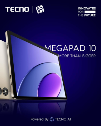 Image de Tablette Tecno MEGAPAD 10 - 10,1" - 128GO ROM - 4GO RAM - 1 SIM  - 4G LTE - 7000 MAH - Android 14 -13 Mpx /5 - 13 Mois de garantie