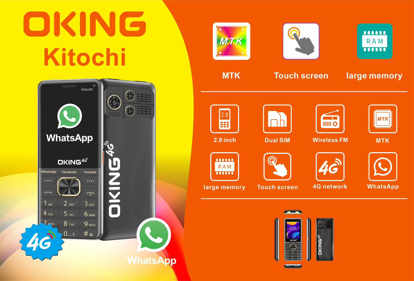 Image de OKING SMART KITOCHI - 16 Go + 1GO DE RAM - 2.8" - ECRAN TACTIL - WAATSAP - FACEBOOK - KaiOS - Dual Sim -  TELEPHONE - 13 Mois de garantie