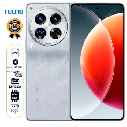 Image de Tecno Camon 30 Premier 6.77'' LTPO AMOLED 120Hz - 512GB - 12GB RAM + 12 Go Extensible 50 MP + 50 MP + 50 MP / 50 MP 5000 mAh 70W