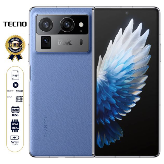 Image sur Tecno Phantom V Fold2 - 512 Go - 12 Go RAM - Écran externe pliable 7,85" + 6,42" - 2 Nano SIM - 50MP+50MP+50MP/32MP+32 MP - 5750 mAh - Garantie 12 mois