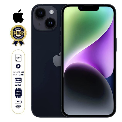 Image de IPHONE 14 6.1" - 512 Go/4Go - 12MP/12MP - 2 nano sim physique - A15 Bionic chip - 4325mAh - 12 mois