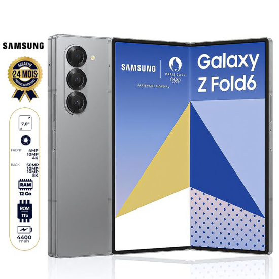 Image sur Samsung Galaxy Z Fold6 - 1 To - 12Go RAM - Ecran AMOLED dynamique pliable 2X - 7.6" - 2 Nano SIM - 50MP+10MP+12MP 8K /4MP+10MP 4K - 4400mAh - 24 mois