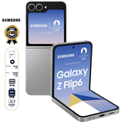 Image de Samsung Galaxy Z Flip6 - 512 Go - 12Go RAM - 6.7" - (1 Nano Sim et 1 eSim) - 50MP+12MP 4K/10MP 4K - 4000mAh - Garantie 24 Mois